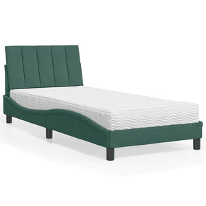 Bett mit Matratze Hanko Dunkelgrün 90x190 cm Samt