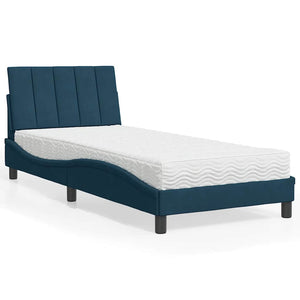 Bett mit Matratze Hanko Blau 90x190 cm Samt