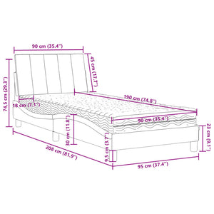 Bett mit Matratze Hanko Rosa 90x190 cm Samt