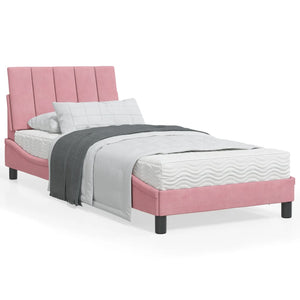 Bett mit Matratze Hanko Rosa 90x190 cm Samt