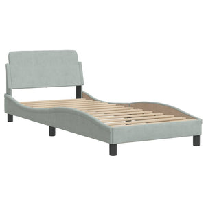 Bett mit Matratze Hanko Hellgrau Samt 90x200 cm