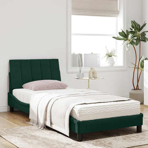 Bett mit Matratze Hanko Dunkelgrün 90x200 cm Samt