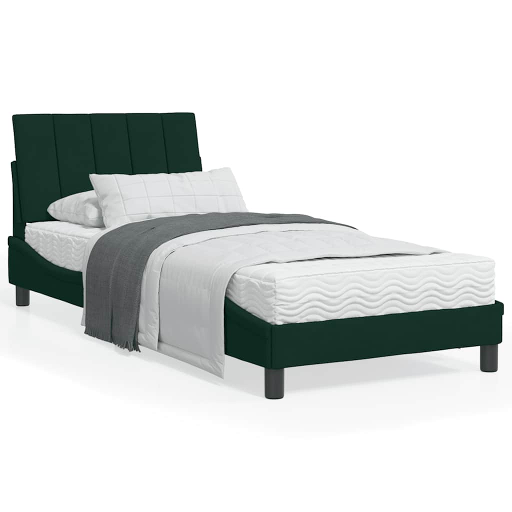 Bett mit Matratze Hanko Dunkelgrün 90x200 cm Samt