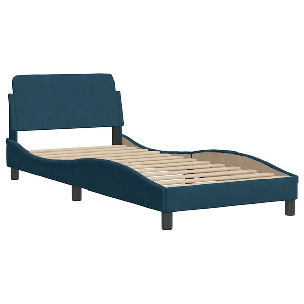 Bett mit Matratze Hanko Blau 90x200 cm Samt