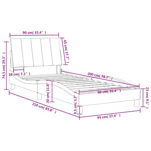 Bett mit Matratze Hanko Blau 90x200 cm Samt