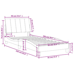 Bett mit Matratze Hanko Rosa 90x200 cm Samt