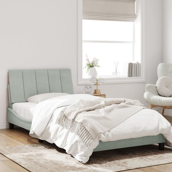 Bett mit Matratze Hanko Hellgrau 100x200 cm