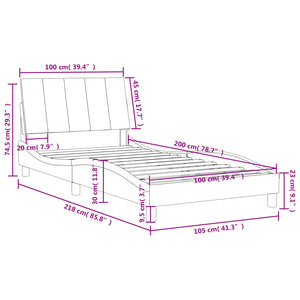 Bett mit Matratze Hanko Hellgrau 100x200 cm
