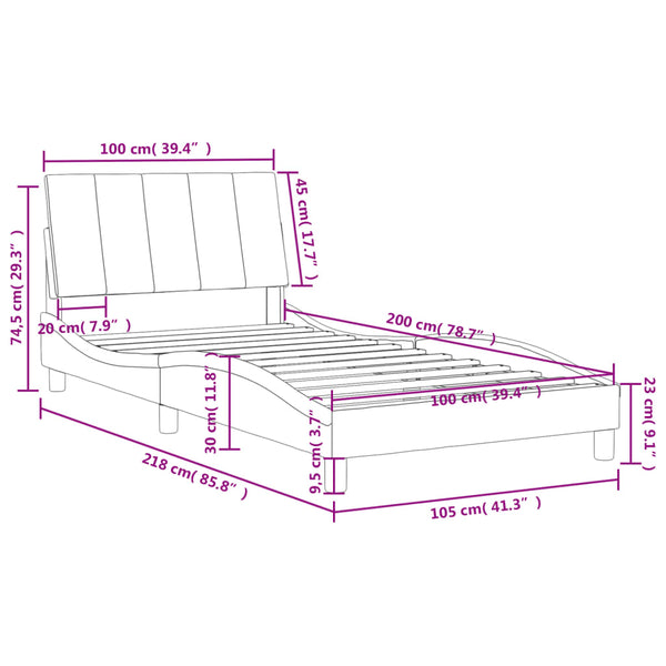 Bett mit Matratze Hanko Hellgrau 100x200 cm