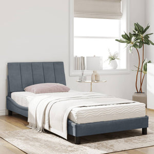 Bett mit Matratze Hanko Dunkelgrau Samt 100x200 cm