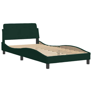 Dunkelgrünes Samtbett mit Matratze 100x200 cm