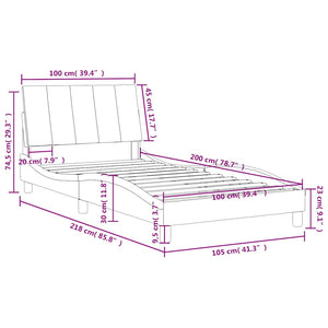 Bett mit Matratze Hanko Blau 100x200 cm Samt