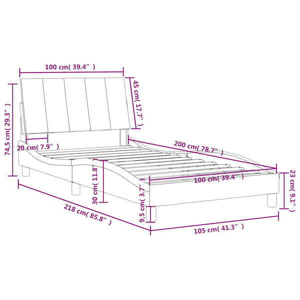 Bett mit Matratze Hanko Blau 100x200 cm Samt