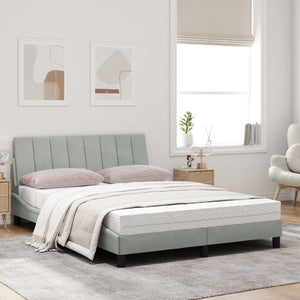Bett mit Matratze Hanko Hellgrau Samt 120x200 cm