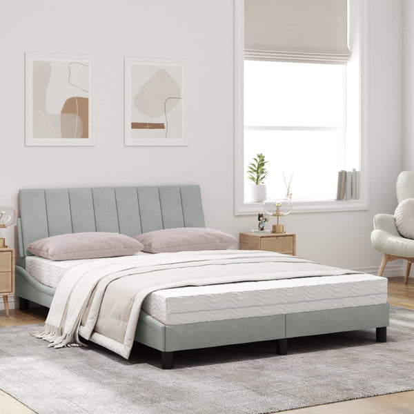 Bett mit Matratze Hanko Hellgrau Samt 120x200 cm