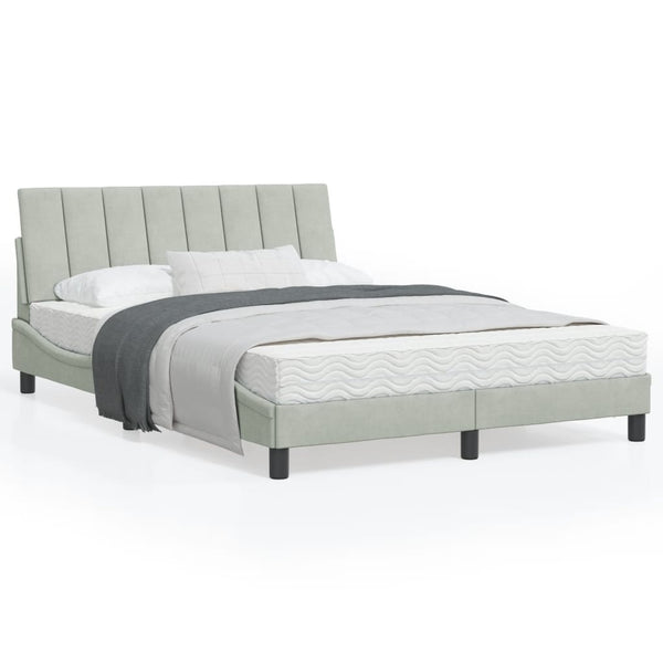 Bett mit Matratze Hanko Hellgrau Samt 120x200 cm