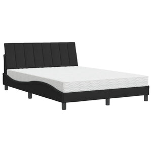 Schwarzes Samtbett mit Matratze 120x200 cm