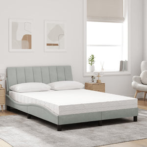 vidaXL Lit avec matelas « Hanko » gris clair 140x190 cm velours