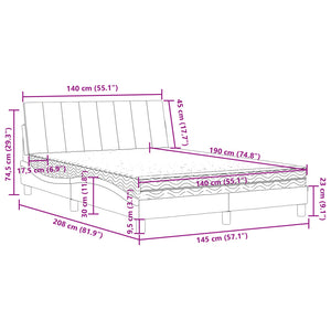 vidaXL Lit avec matelas « Hanko » gris clair 140x190 cm velours