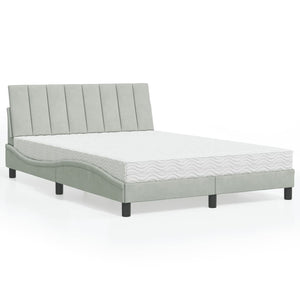 vidaXL Lit avec matelas « Hanko » gris clair 140x190 cm velours