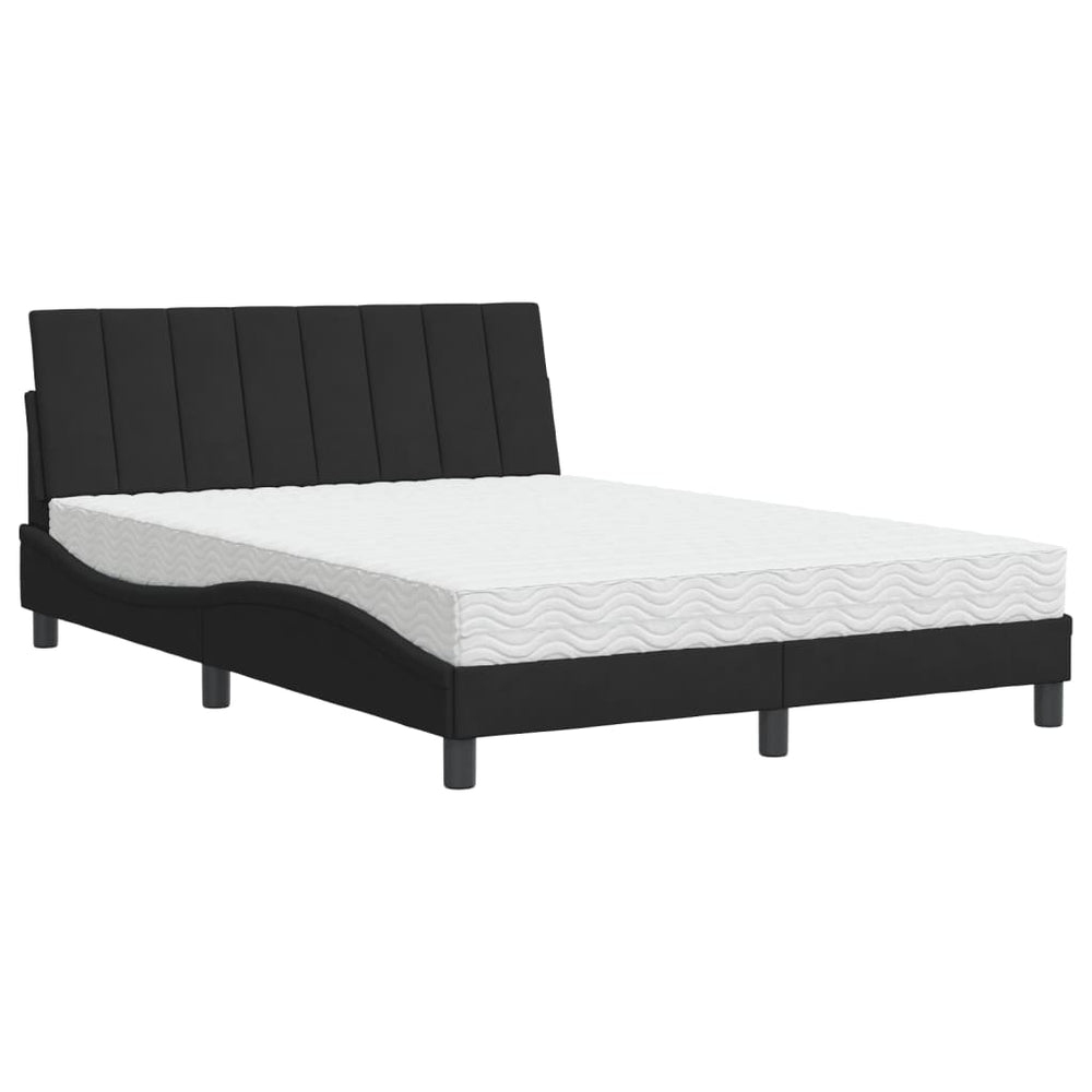 vidaXL Lit avec matelas « Hanko » noir 140x190 cm velours