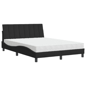 Bett mit Matratze Hanko Schwarz Samt 140x190 cm