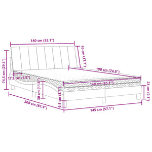 Bett mit Matratze Hanko Schwarz Samt 140x190 cm