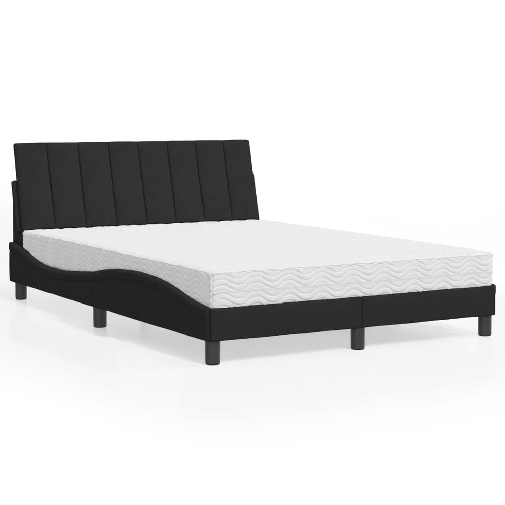 vidaXL Lit avec matelas « Hanko » noir 140x190 cm velours