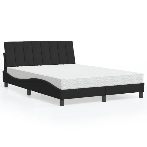 Bett mit Matratze Hanko Schwarz Samt 140x190 cm