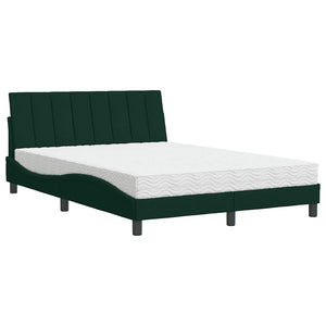 vidaXL Lit avec matelas « Hanko » Vert foncé 140x190 cm Velours