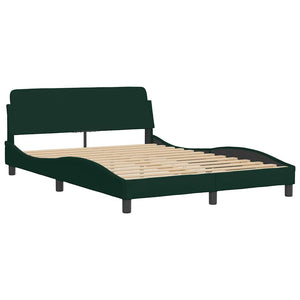 vidaXL Lit avec matelas « Hanko » Vert foncé 140x190 cm Velours