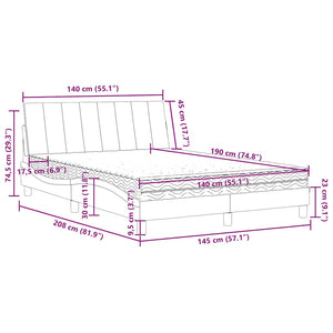 vidaXL Lit avec matelas « Hanko » Vert foncé 140x190 cm Velours