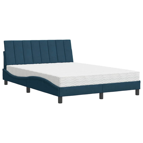 Bett mit Matratze Hanko Blau Samt 140x190 cm