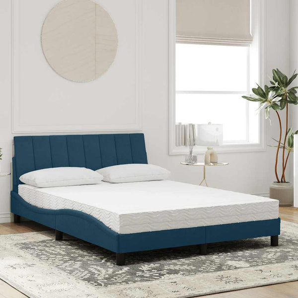 Bett mit Matratze Hanko Blau Samt 140x190 cm