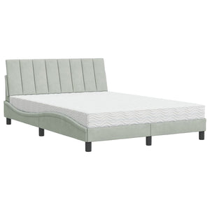 vidaXL Lit avec matelas "Hanko" gris clair 140x200 cm Velours