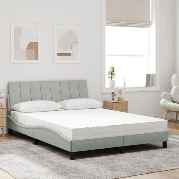vidaXL Lit avec matelas "Hanko" gris clair 140x200 cm Velours