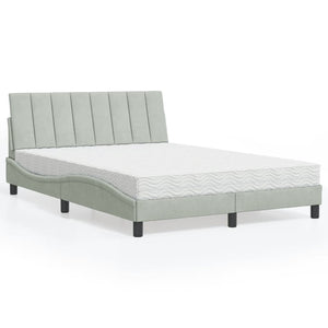vidaXL Lit avec matelas "Hanko" gris clair 140x200 cm Velours