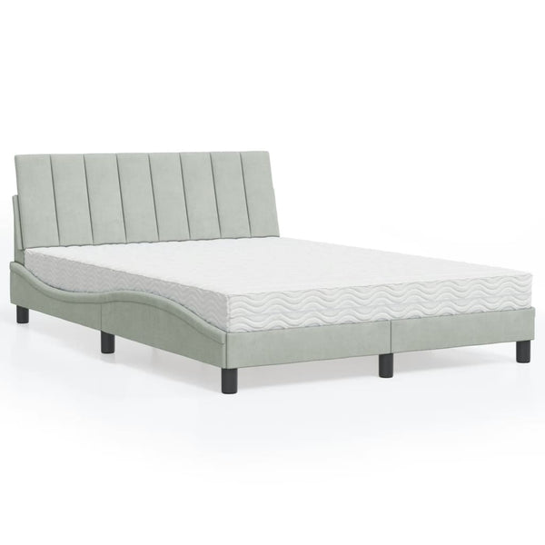 vidaXL Lit avec matelas "Hanko" gris clair 140x200 cm Velours