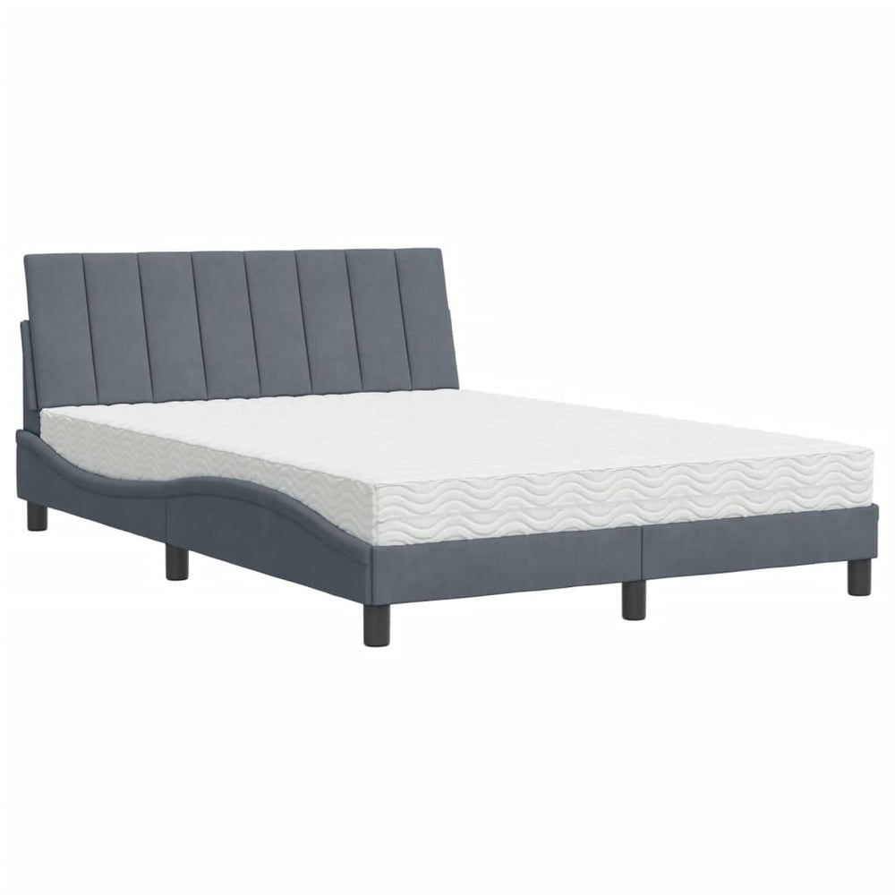 Bett mit Matratze Hanko Dunkelgrau Samt 140x200 cm