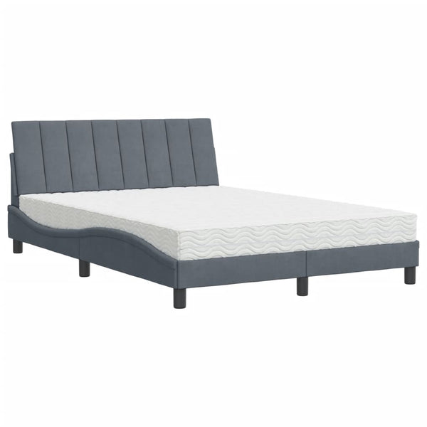 Bett mit Matratze Hanko Dunkelgrau Samt 140x200 cm