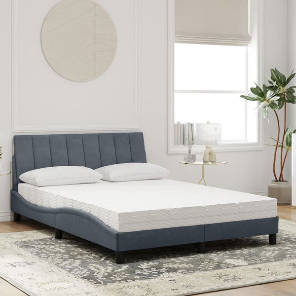 Bett mit Matratze Hanko Dunkelgrau Samt 140x200 cm