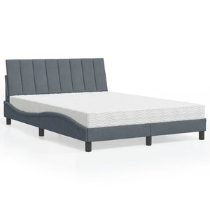 Bett mit Matratze Hanko Dunkelgrau Samt 140x200 cm