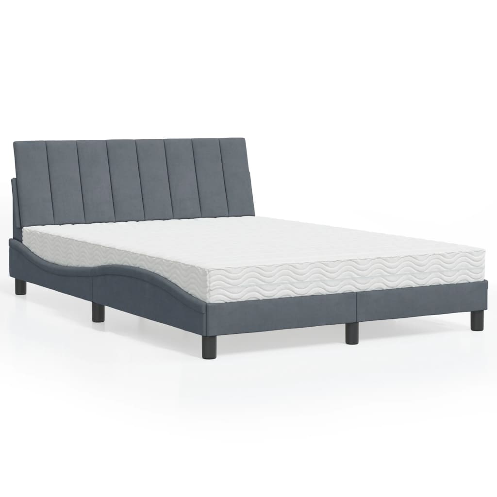 Bett mit Matratze Hanko Dunkelgrau Samt 140x200 cm