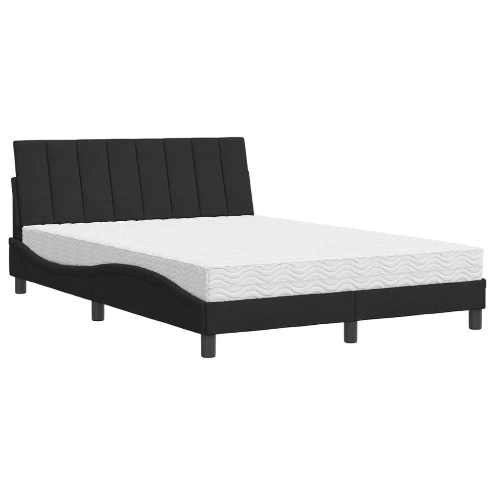 vidaXL Lit avec matelas « Hanko » Noir 140x200 cm Velours