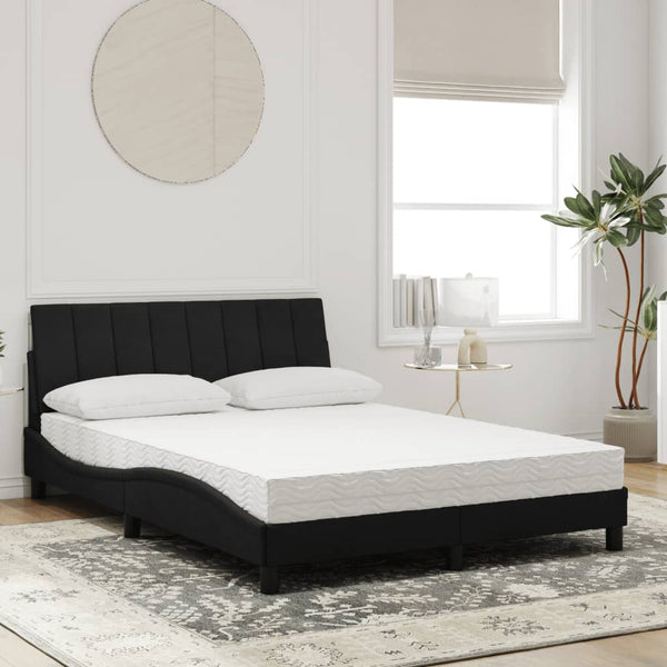 Bett mit Matratze Hanko Schwarz Samt 140x200 cm