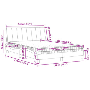 Bett mit Matratze Hanko Schwarz Samt 140x200 cm