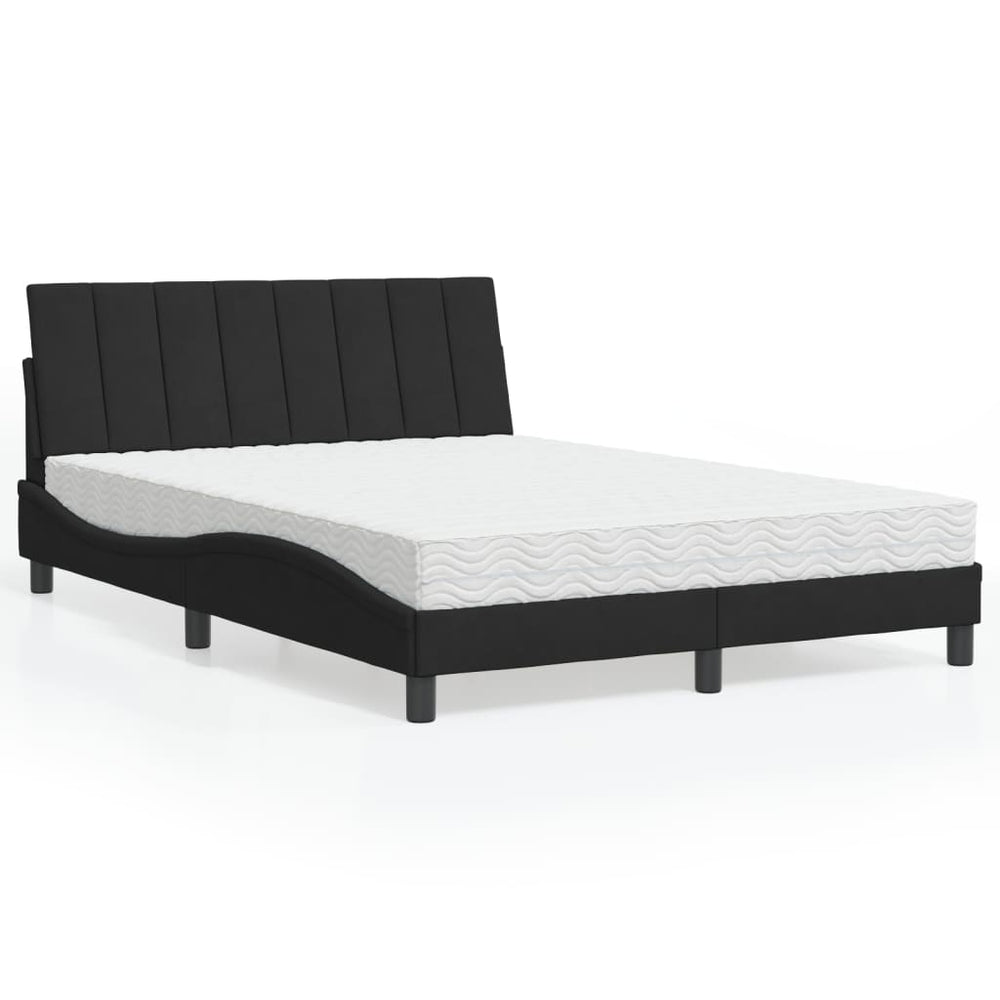 vidaXL Lit avec matelas « Hanko » Noir 140x200 cm Velours