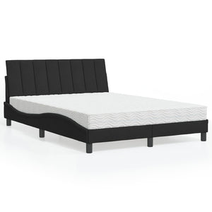 Bett mit Matratze Hanko Schwarz Samt 140x200 cm