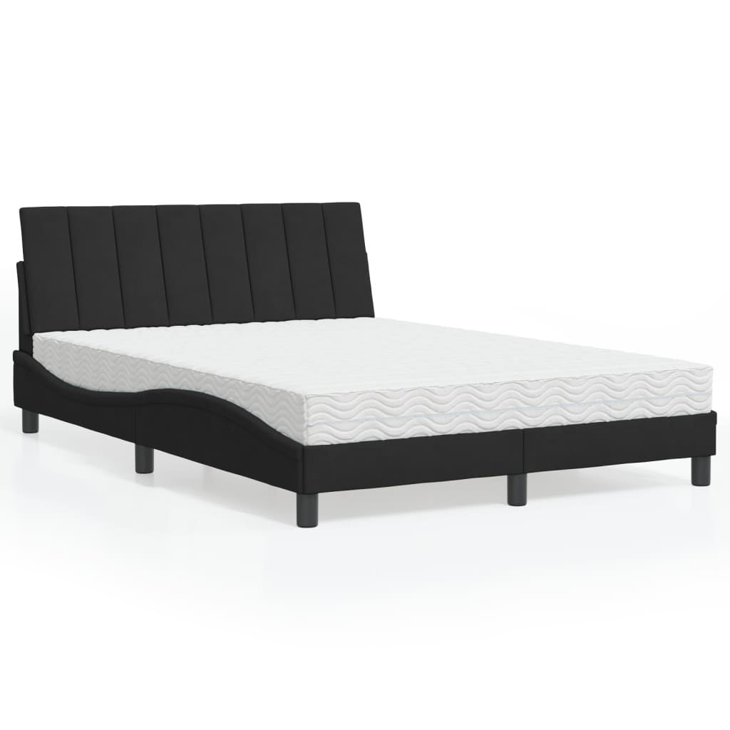 Bett mit Matratze Hanko Schwarz Samt 140x200 cm