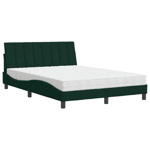 vidaXL Lit avec matelas « Hanko » Vert foncé 140x200 cm Velours